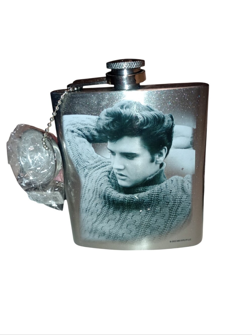 Elvis Presley Stainless Steel HIP Photo Flask in Silver, NWT